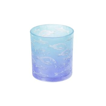 Lanterne en verre design poisson, Ø 7 x 8 cm, bleu, 766244 1