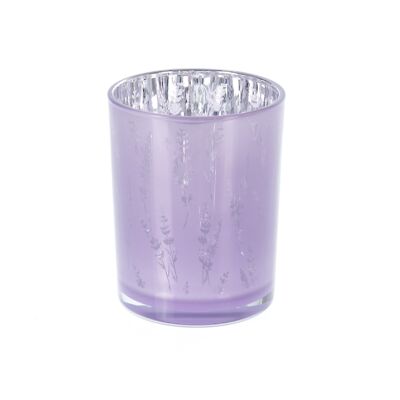Glas-Windlicht Lavendel, Ø 10 x 12,5 cm, lila, 766176