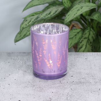 Lanterne en verre lavande, Ø 10 x 12,5 cm, violet, 766176 2