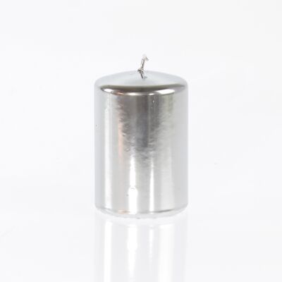 Mirrored pillar candle, Ø 7 x 10 cm, silver, 765308