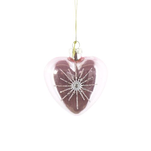 Glas-Herz zum Hängen , 8 x 2,5 x 8 cm, rosa, 764677