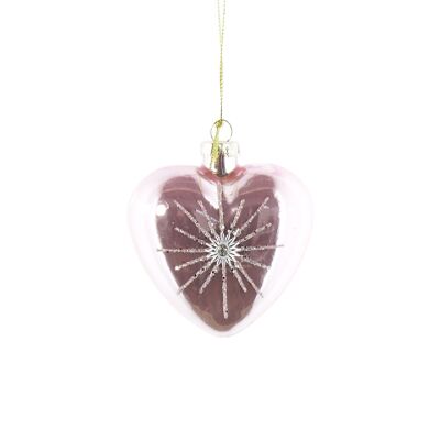 Corazón de cristal para colgar, 8 x 2,5 x 8 cm, rosa, 764677