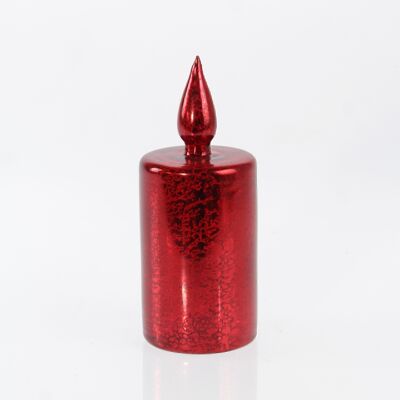 LED glass candle with timer, 9 x 9 x 22 cm, red, 764646