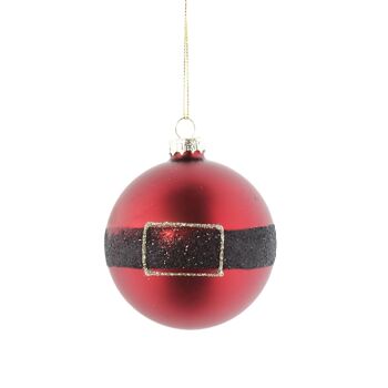 Boule en verre Père Noël à suspendre, 8 x 8 x 8 cm, rouge/noir, 764561 1