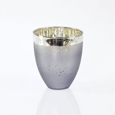 Glass lantern, 9 x 9 x 10 cm, grey/silver, 762420
