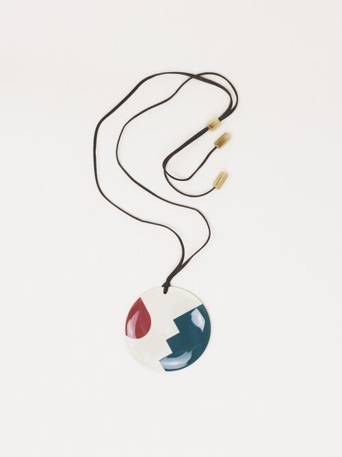 Pendentif Couloir en corne et laque tricolore