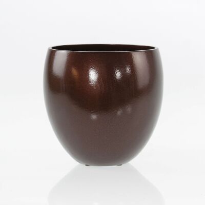 Vaso per piante in ceramica rotondo, 20 x 20 x 20 cm, marrone, 760464
