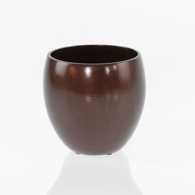 Maceta de cerámica redonda, 16 x 16 x 16 cm, marrón, 760433