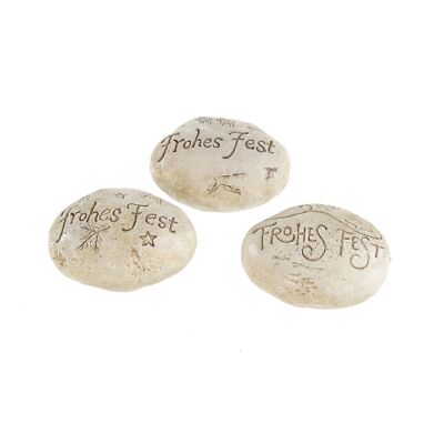 Poly decorative stones Happy Holidays, 6 x 8 x 3.5cm, beige, 758737