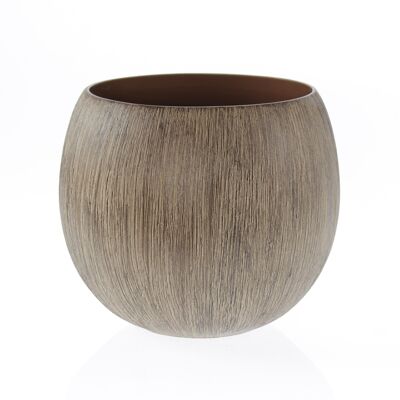 Ceramic planter, wood look, 28 x 28 x 25 cm, brown, 758263