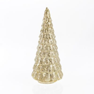 Abeto de cristal para colocar LED, 12 x 12 x 25 cm, champagne, 757754