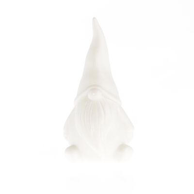 Porcelain gnome with LED, 7.5 x 6 x 15cm, white, 757310
