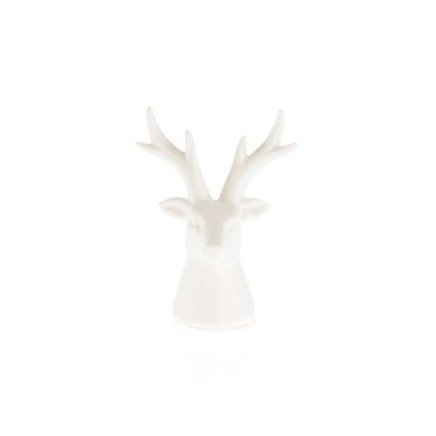 Tête de renne en porcelaine LED, 7 x 5 x 9cm, blanc, 757303