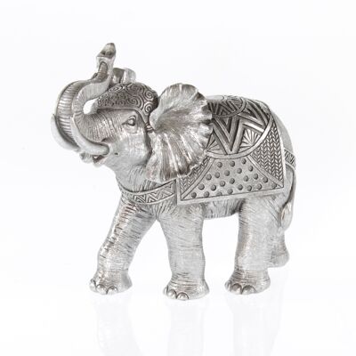 Elefante de poliéster para pararse, 23,5 x 12 x 21,5 cm, plateado, 757198