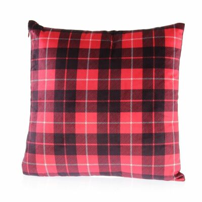 Cuscino decorativo in tessuto a quadri, 40 x 40 x 10 cm, rosso/nero, 757143