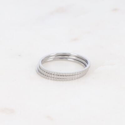 3 thin rhodium rings - 5 sizes (48 to 56)