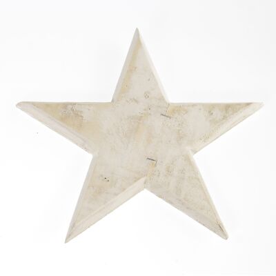 Wooden star for hanging, 25 x 25cm, wiped white, 756733
