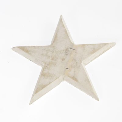 Wooden star for hanging, 20 x 20 cm, wiped white, 756726