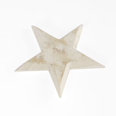 Wooden star for hanging, 15 x 15 cm, wiped white, 756719