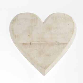 Coeur en bois à suspendre, 25 x 25cm, blanc essuyé, 756702
