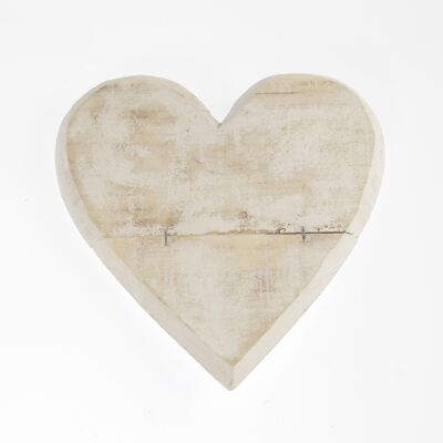 Wooden heart for hanging, 20 x 20cm, wiped white, 756696