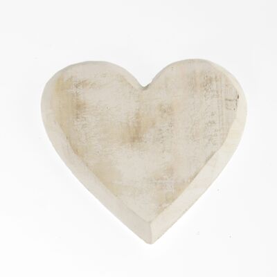 Wooden heart for hanging, 15 x 15cm, wiped white, 756689