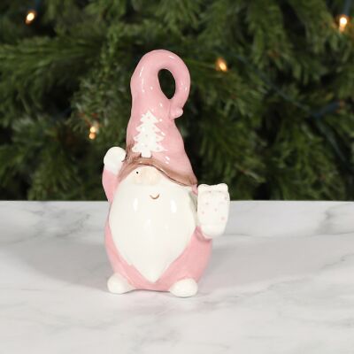 Dolomite gnome with gift, 10.5 x 7 x 16cm, pink, 756177