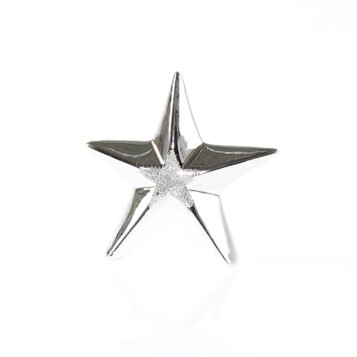 Dolomite star with glitter, 12 x 3.6 x 11cm, silver, 756160