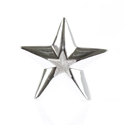 Dolomite star with glitter, 15.5 x 5 x 14.5cm, silver, 756146