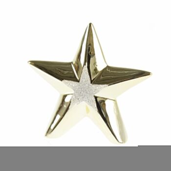Étoile dolomitique avec paillettes, 15,5 x 5 x 14,5 cm, or, 756139 1