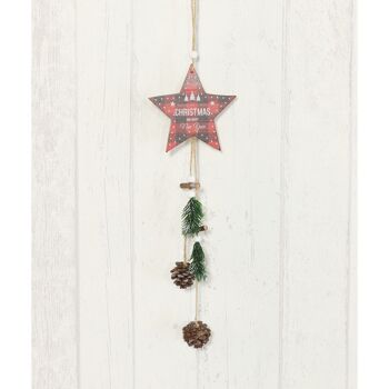 Cintre en bois étoile à carreaux à suspendre, 11,5 x 0,9 x 43cm, rouge/noir, 755958 2