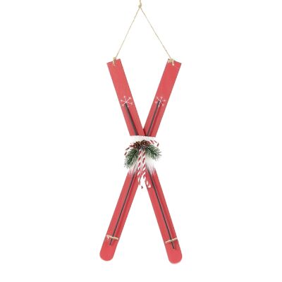 Wooden ski for hanging, 20 x 4.5 x 51cm, red, 755880