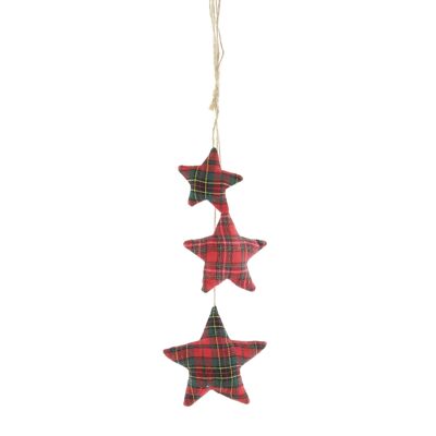 Fabric star chain for hanging, 12.5 x 3 x 47cm, red/black, 755866