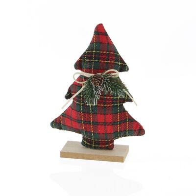 Fabric fir tree checked for standing, 14 x 5 x 19.5cm, red/black, 755842