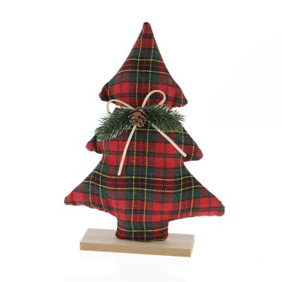 Fabric fir tree checked to stand, 17 x 6 x 38cm, red/black, 755835