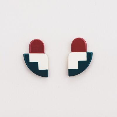 Minoan earrings in horn and tricolor lacquer