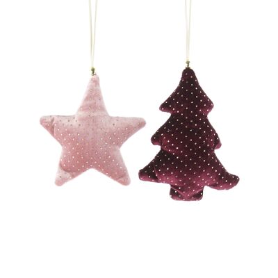 Cloth hanger star/fir tree, 11.5x3x10.5cm, berry-colored, 755651