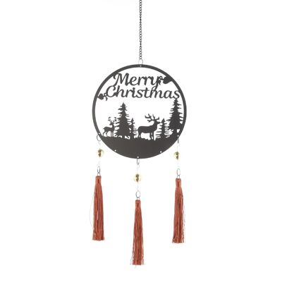 Metal hanger Merry Christmas, 18 x 1 x 65cm, black/brown, 755613