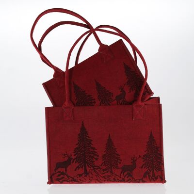 Juego de 2 bolsas de fieltro, 30x17x20 / 38x21x28cm, rojo, 754951