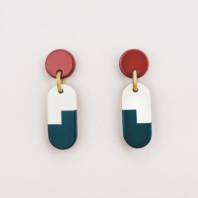 Boucles d'oreilles Pasiphae en corne et laque tricolore