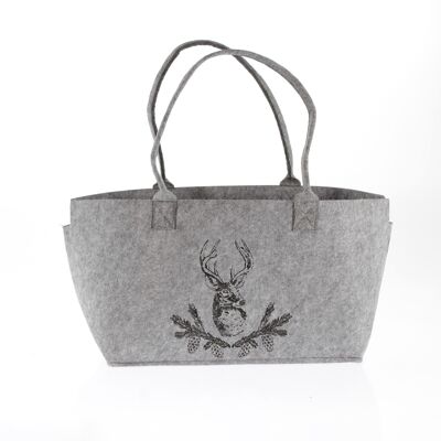 Felt handbag with motif, 40 x 20 x 26 cm, grey, 754852
