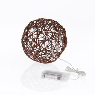 Metal ball with 10 LEDs, 15 x 15 x 15 cm, brown, 754333
