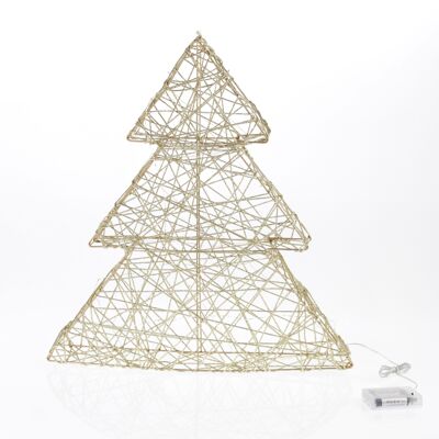 Metal fir tree with 50LEDs, 50 x 8 x 46 cm, gold, 754234