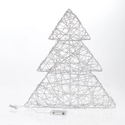 Metal fir tree with 50LEDs, 50 x 8 x 46 cm, silver, 754227