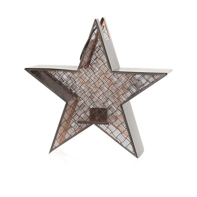 Lanterne étoile en métal, 31 x 10 x 31cm, noir/cuivre, 754005