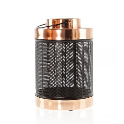 Metal lantern round, 20 x 20 x 30cm, black/copper, 753886