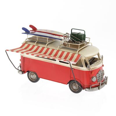 Metal Bulli with awning, 27 x 11 x 17 cm, red, 753435