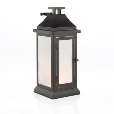 Metal lantern with LED, 17.5 x 17.5 x 45cm, black, 753251
