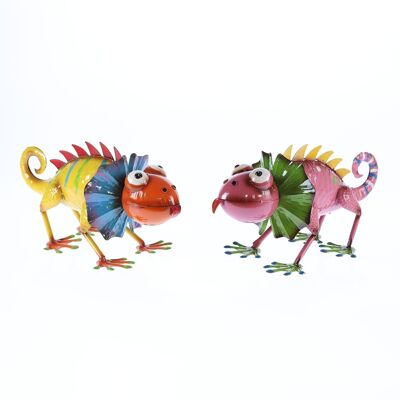 Lézard en métal à poser, 2 assortis, 19,5 x 42,5 x 21cm, multicolore, 753183