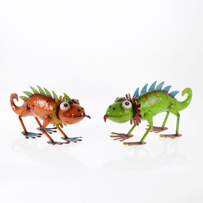 Metal lizard for standing, 2 assorted, 14.5 x 36.5 x 18.5cm, multicolored, 753176